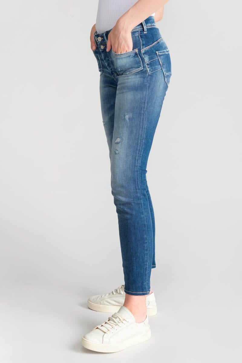 Jeans pulp slim Lem taille haute 7/8ème destroy bleu N°2