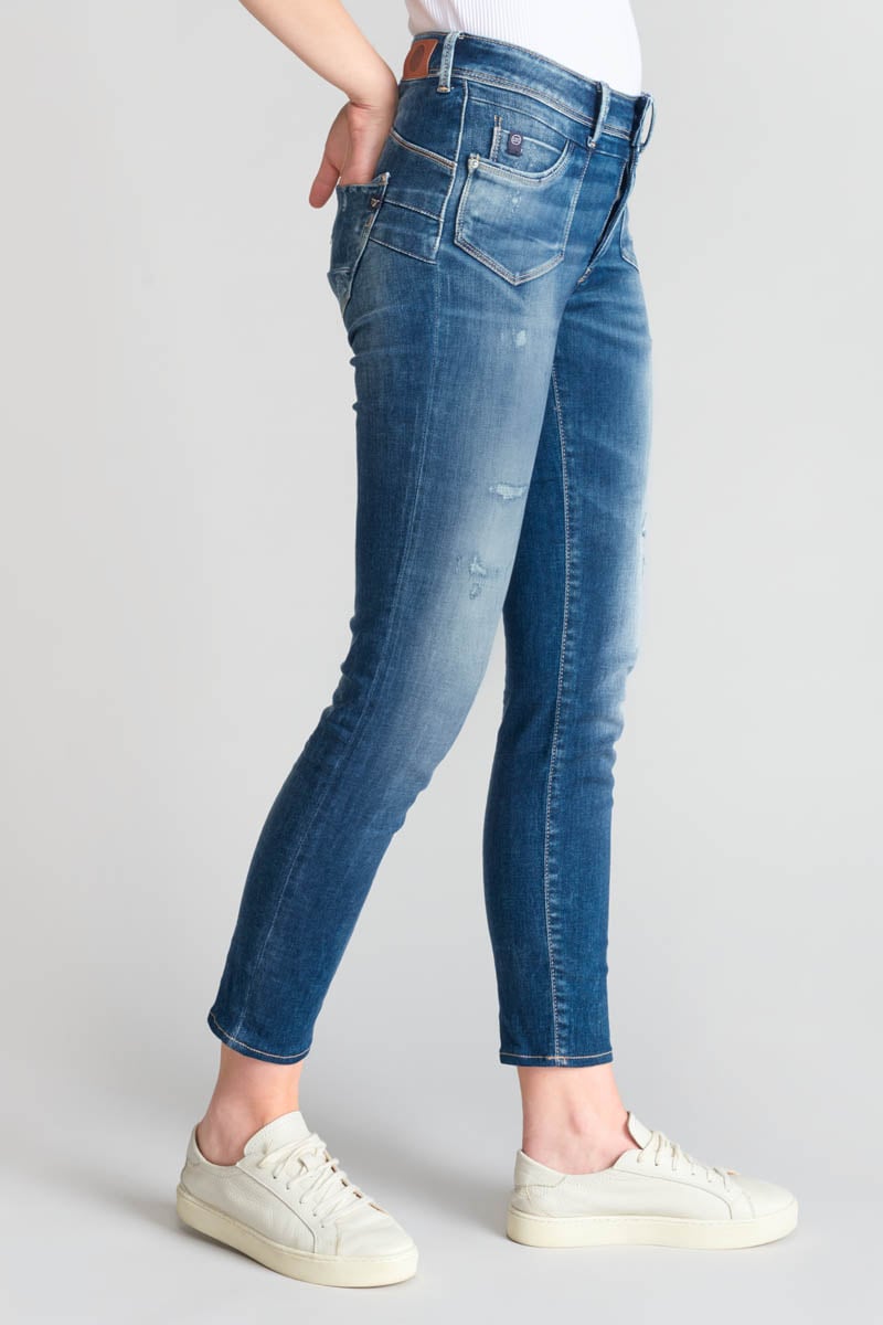 Jeans pulp slim Lem taille haute 7/8ème destroy bleu N°2
