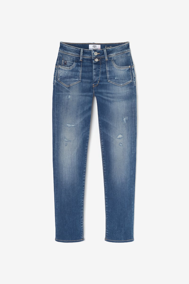 Jeans pulp slim Lem taille haute 7/8ème destroy bleu N°2