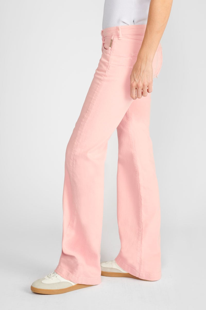 Jeans flare Maes rose pastel