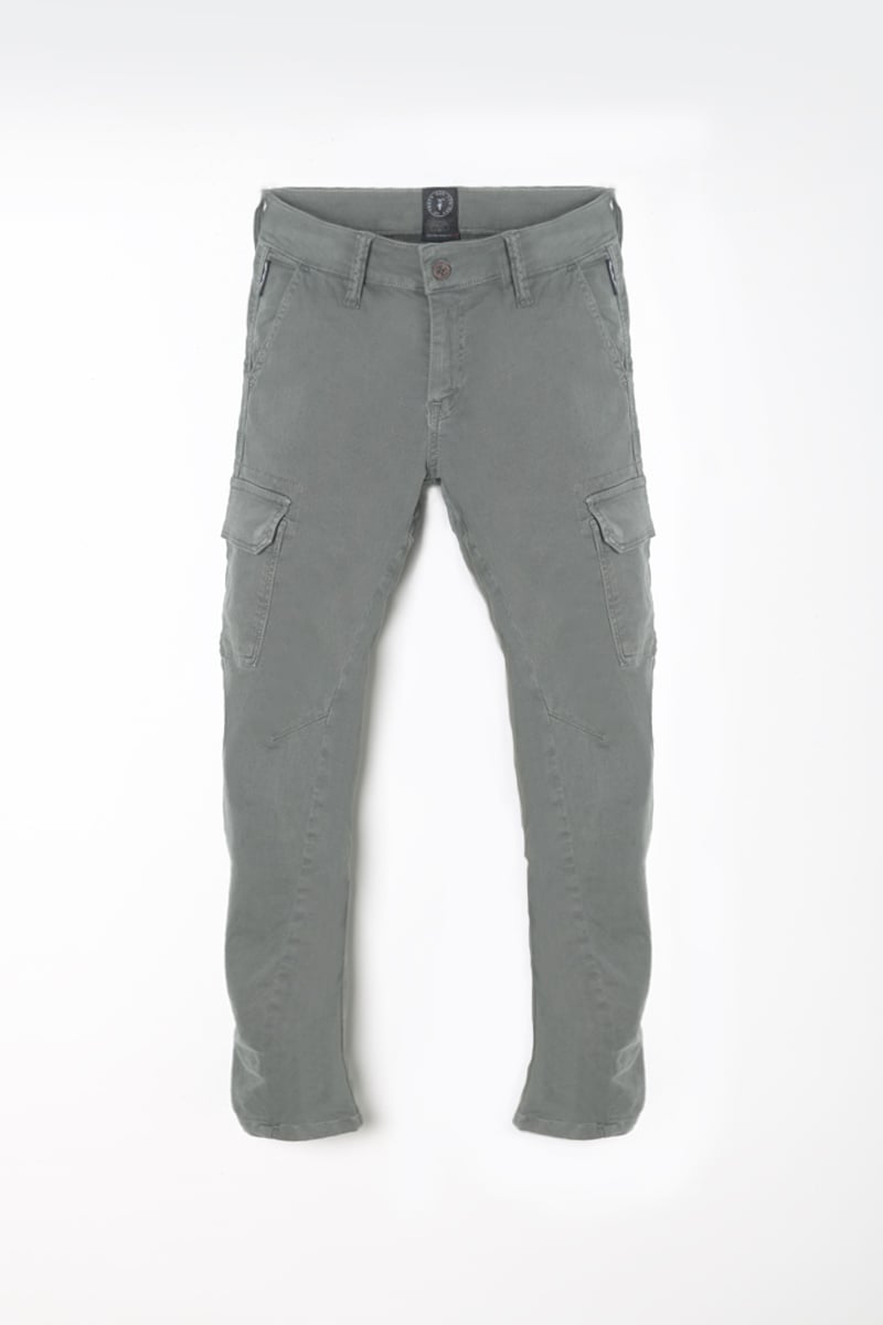 Pantalon Kalvin tapered arqué vert-gris 