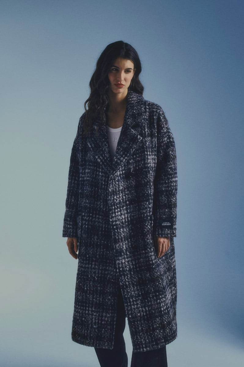 Manteau long Aklys à motif carreaux
