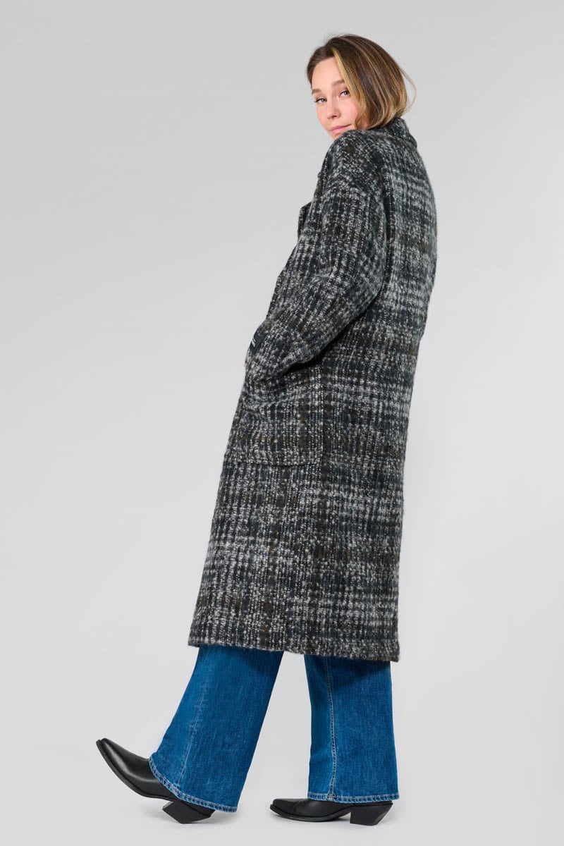 Manteau long Aklys à motif carreaux
