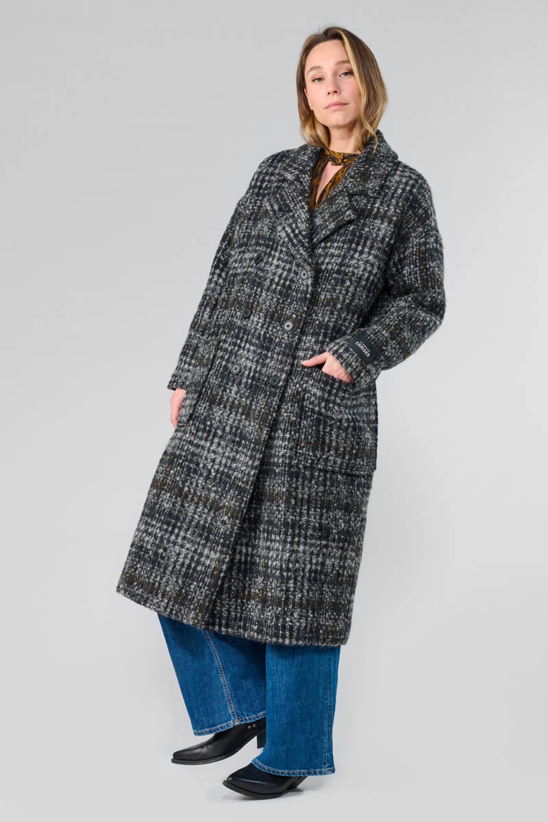 Manteau long Aklys à motif carreaux