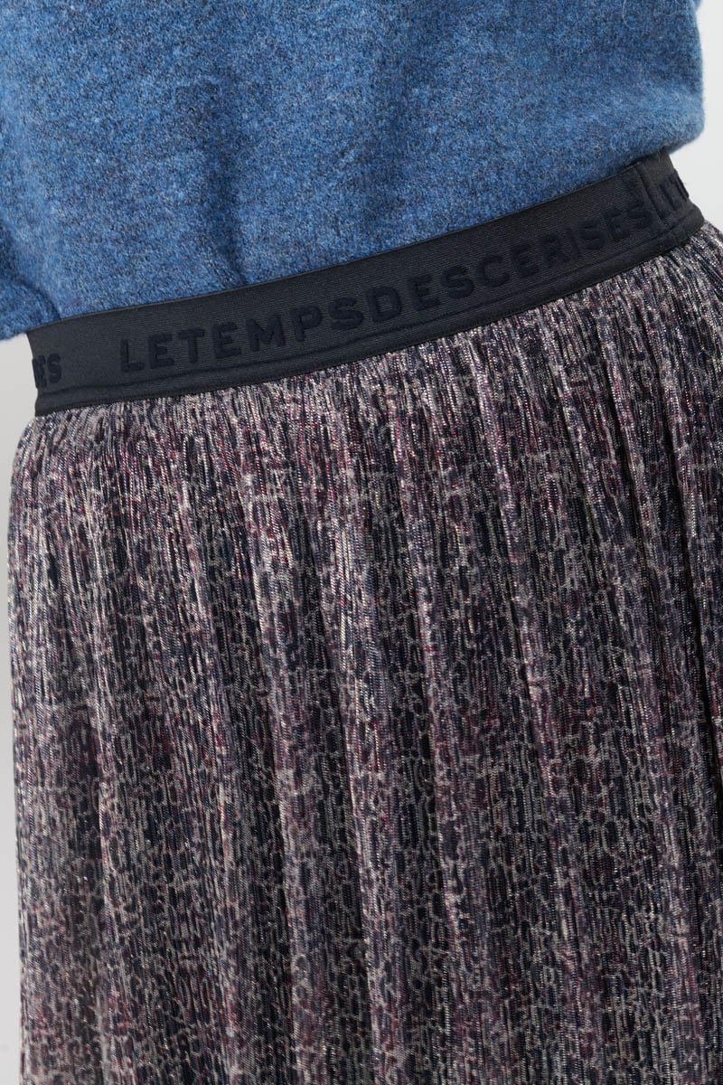 Jupe longue Amous à motif animalier irisé argenté