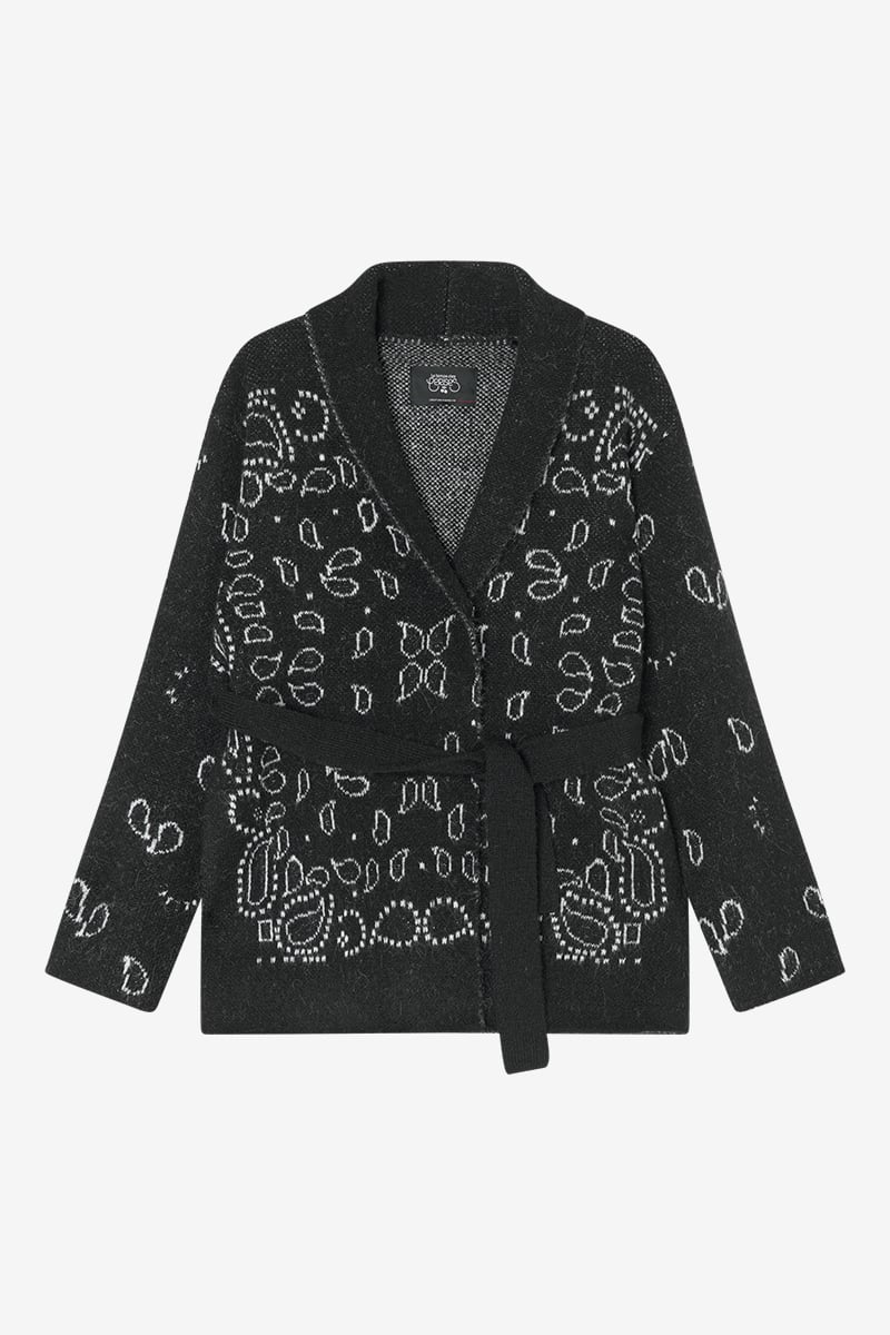 Cardigan Bao noir à motif cachemire