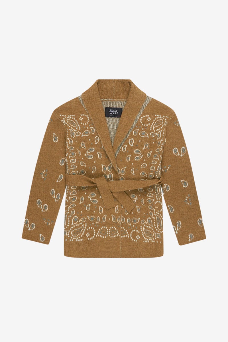 Cardigan Bao camel à motif cachemire