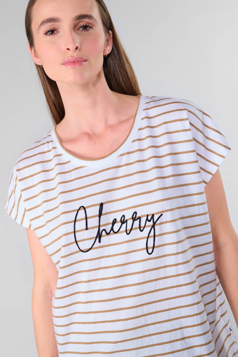 T-shirt Cottard blanc à rayures