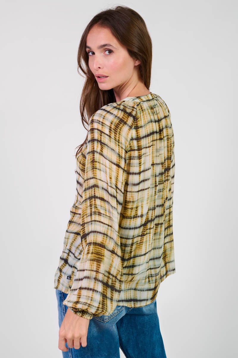 Chemise Dyana moutarde à motif tie and dye