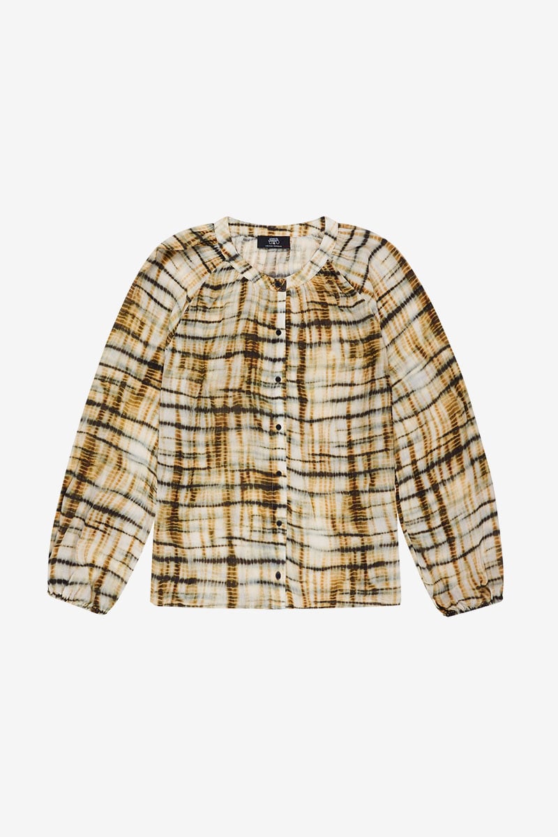 Chemise Dyana moutarde à motif tie and dye