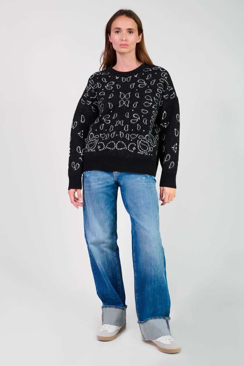 Pull Farit noir à motif cachemire