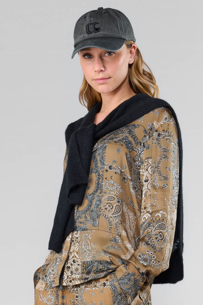 Chemise Morena kaki à motif cachemire