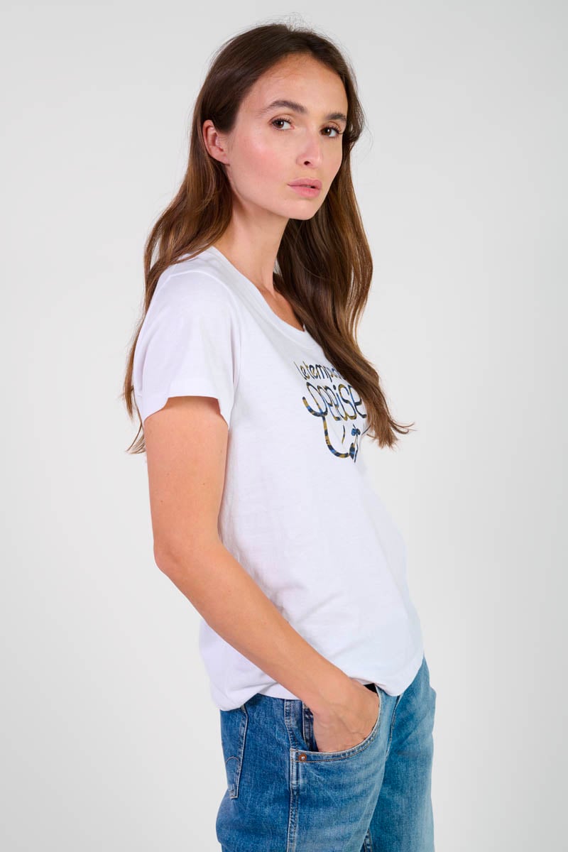 T-shirt Moubi blanc imprimé