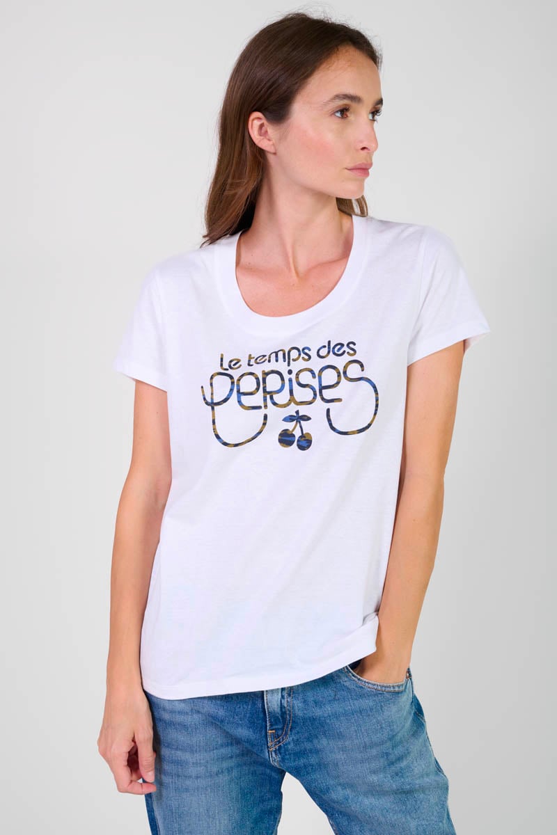 T-shirt Moubi blanc imprimé