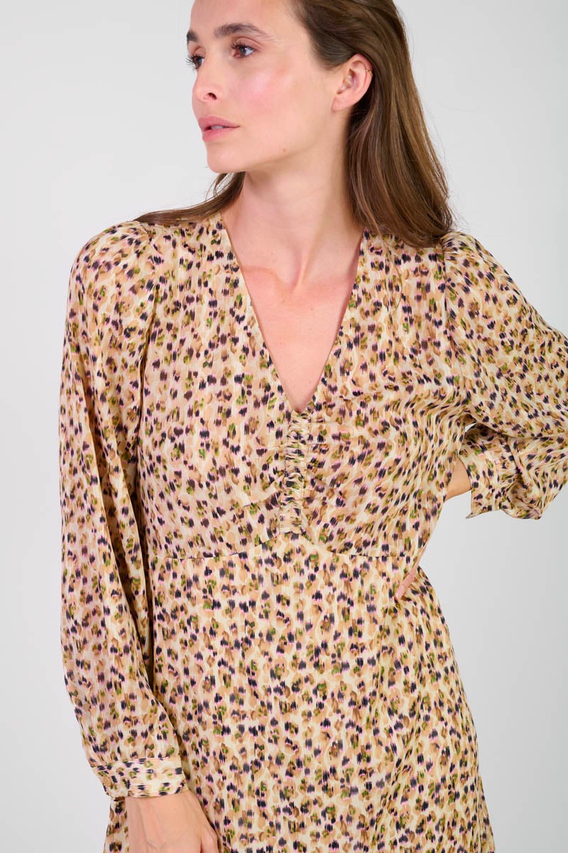 Robe Nahia beige à motif