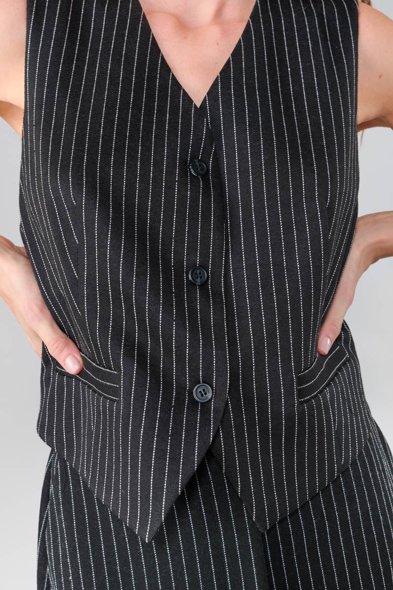 Top Roocool noir à rayures