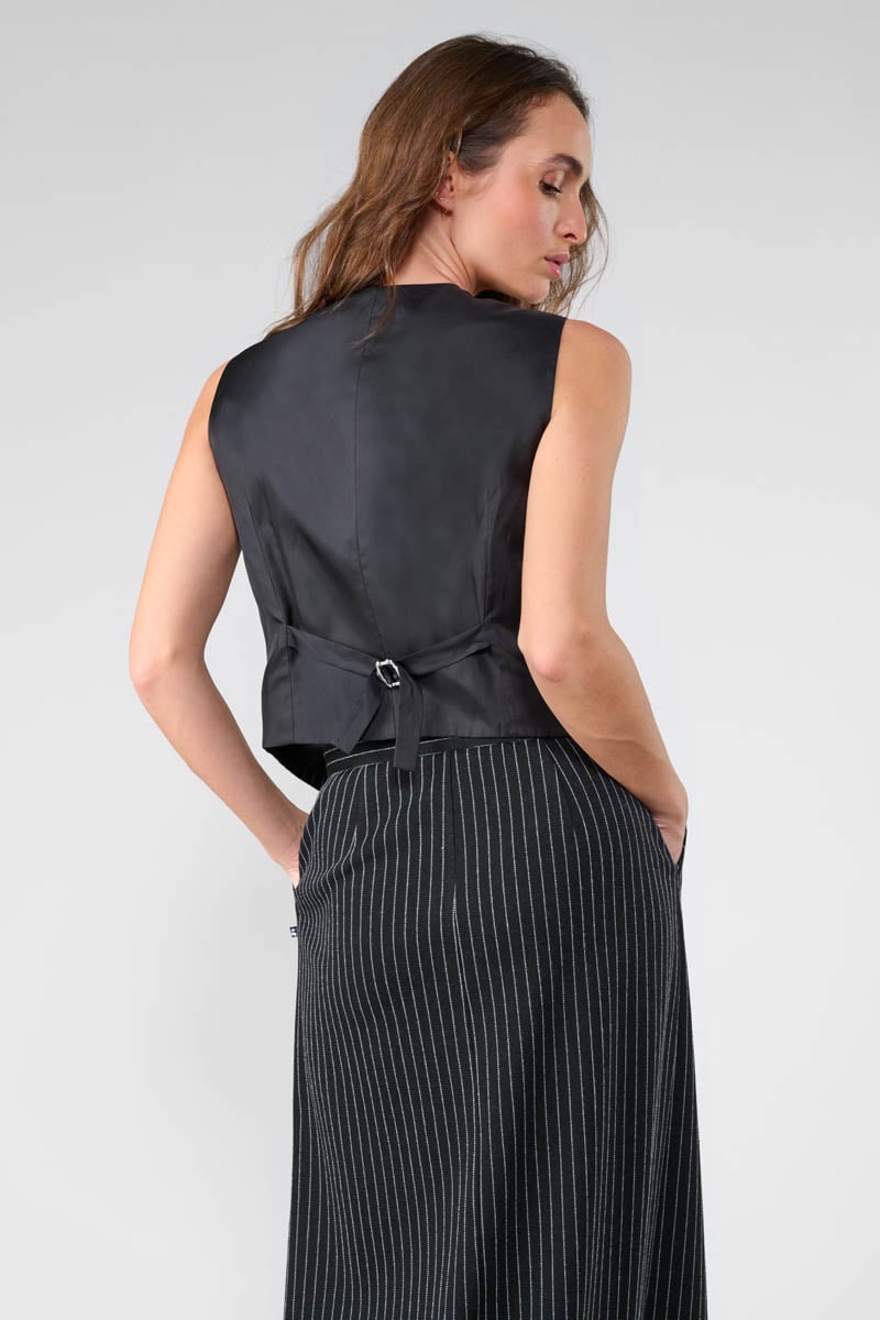 Top Roocool noir à rayures