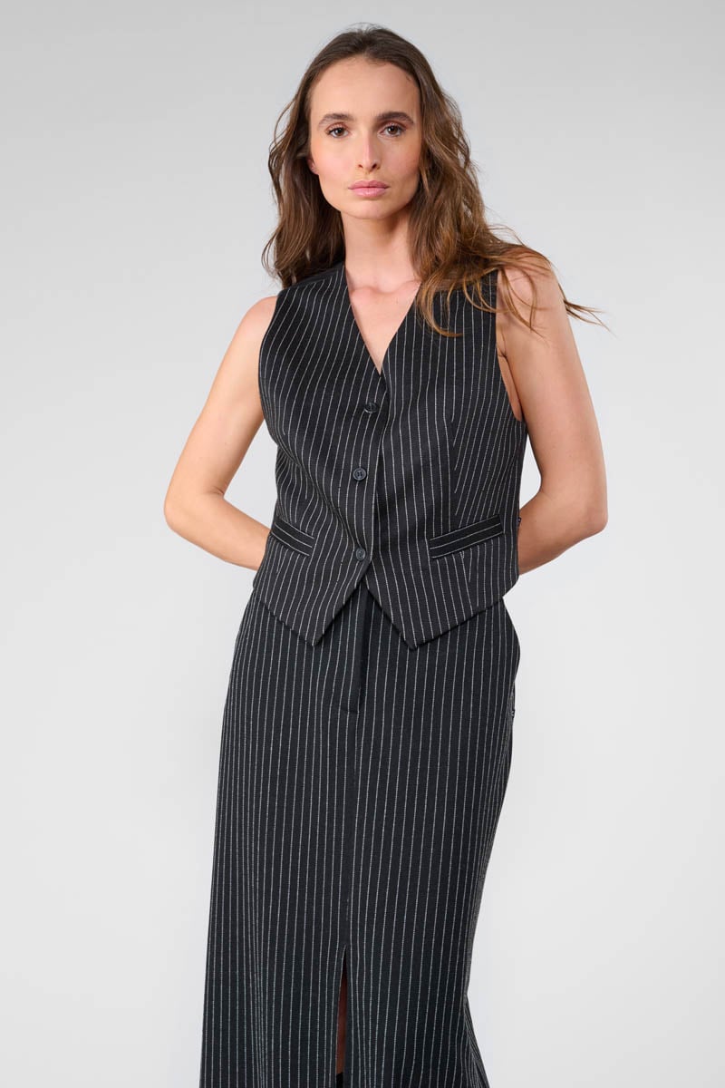 Top Roocool noir à rayures