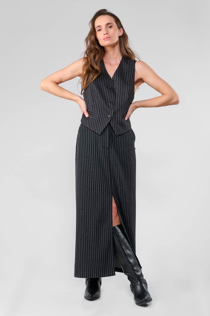 Top Roocool noir à rayures