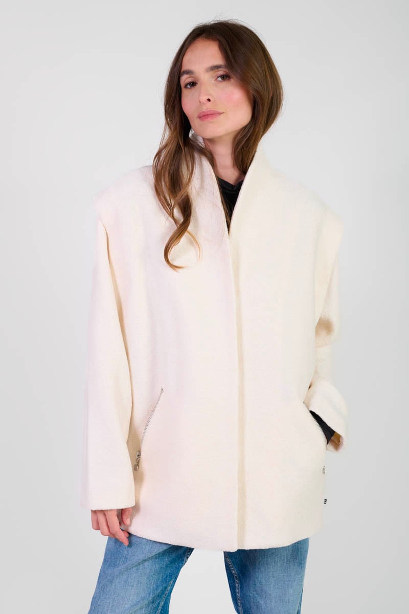 Manteau Shinn en laine mélangée crème
