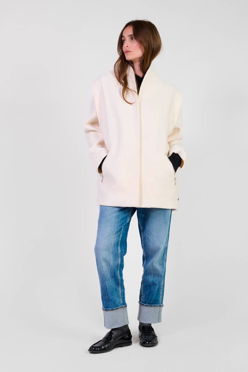 Manteau Shinn en laine mélangée crème