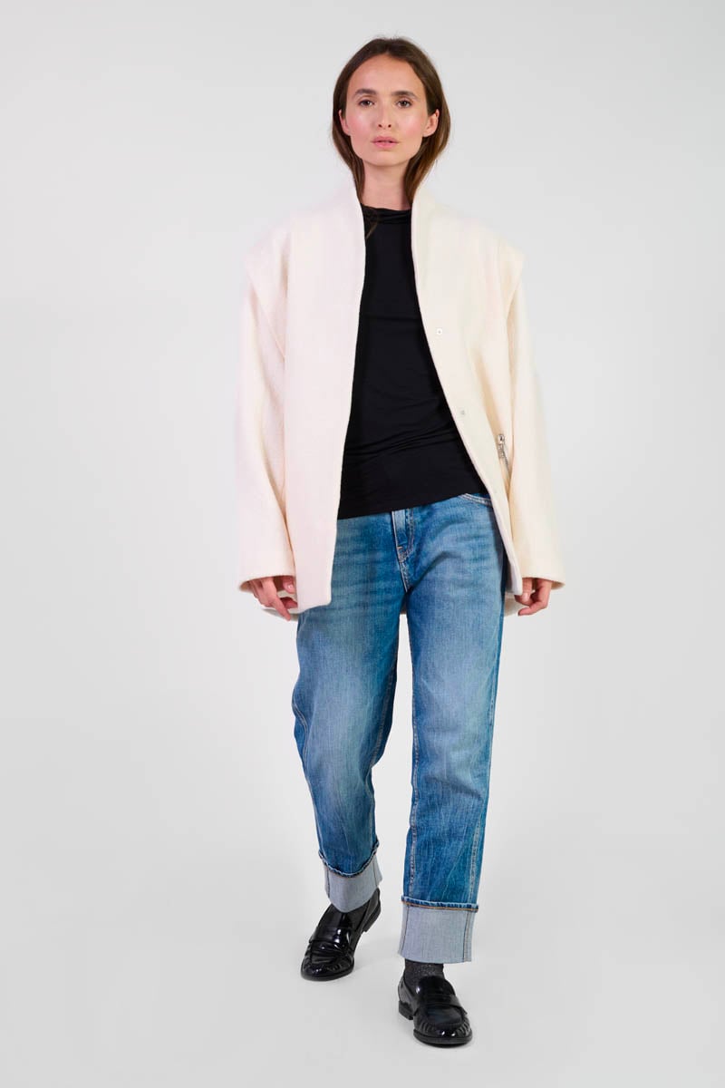 Manteau Shinn en laine mélangée crème
