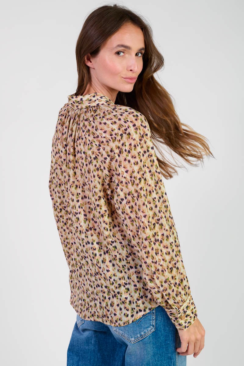Chemise Talou beige à motif