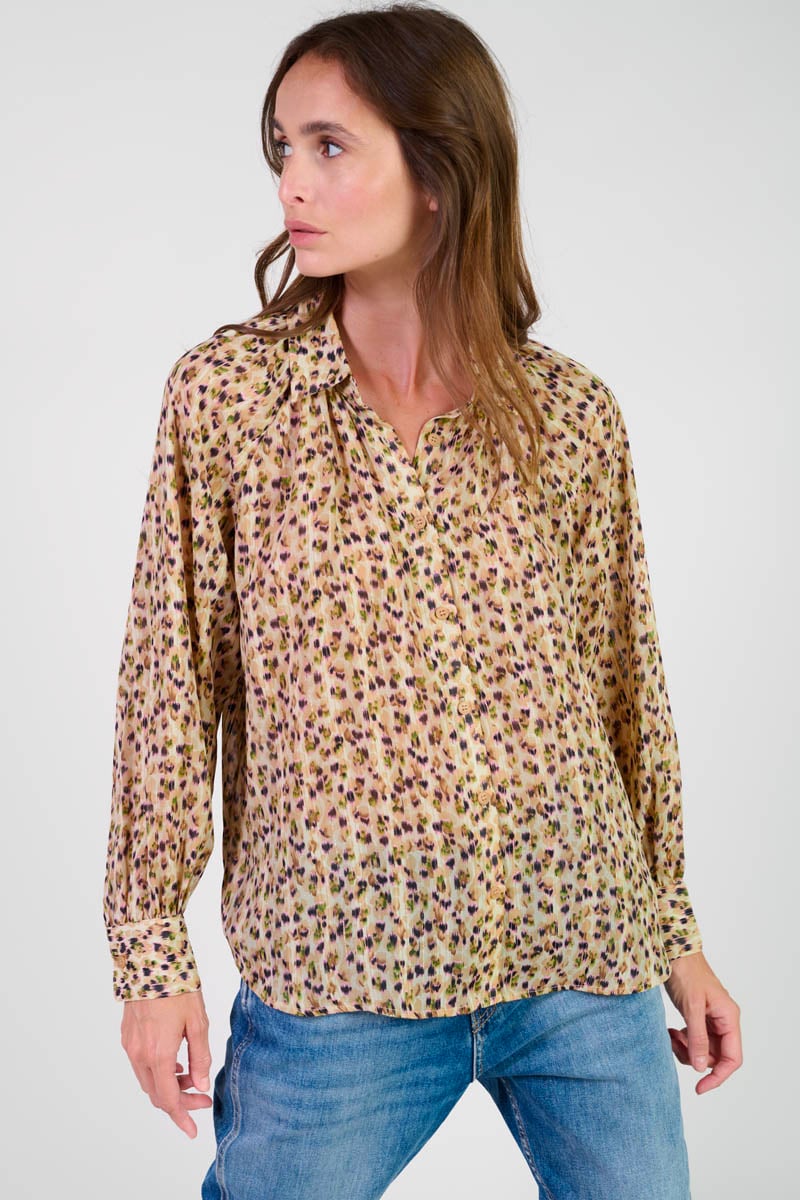 Chemise Talou beige à motif