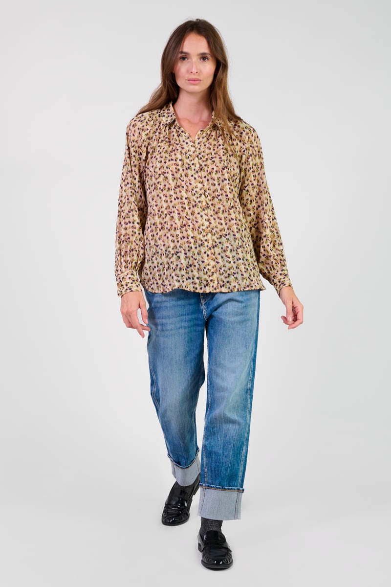 Chemise Talou beige à motif