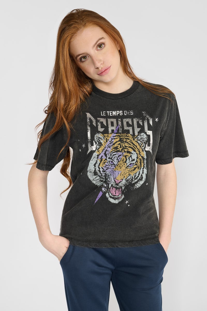 T-shirt Abbigi noir imprimé