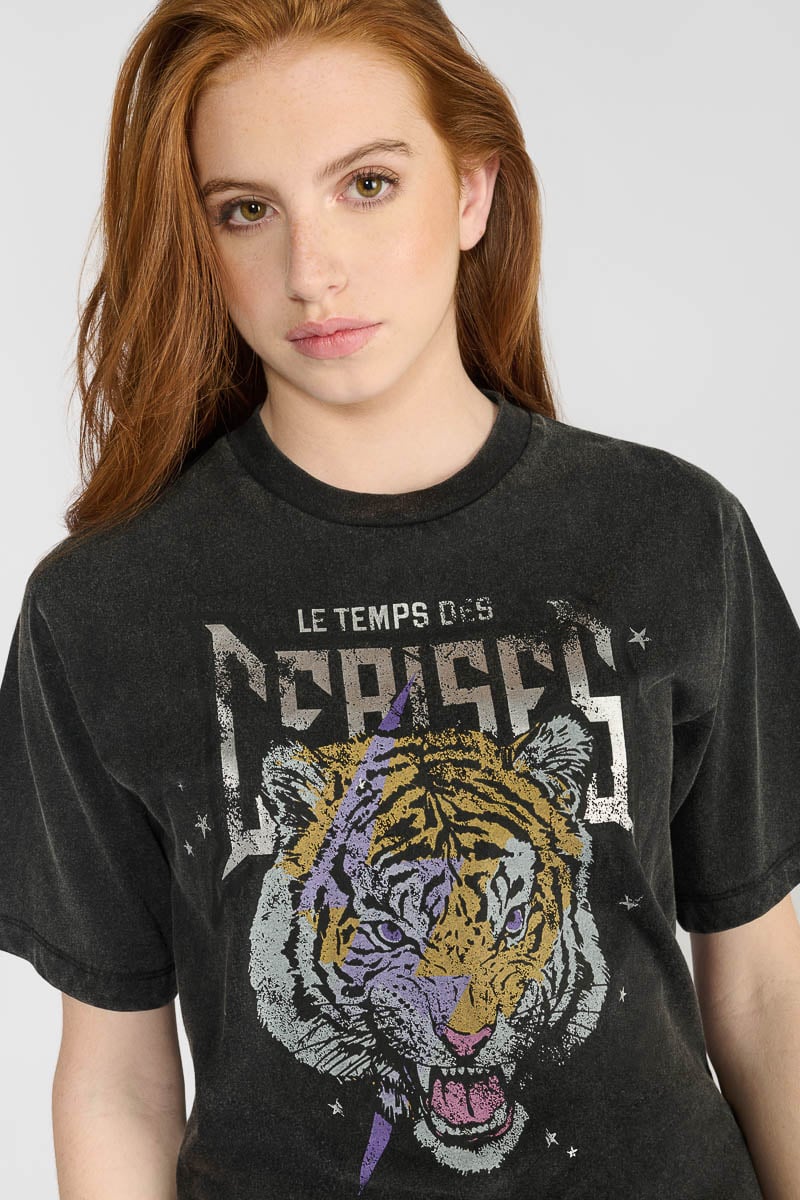 T-shirt Abbigi noir imprimé