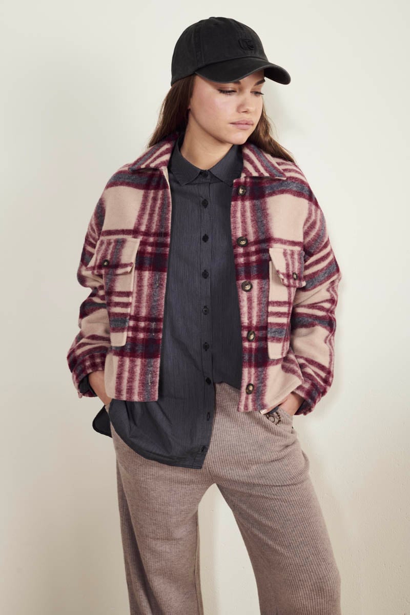 Veste Ditagi à carreaux crème et rose