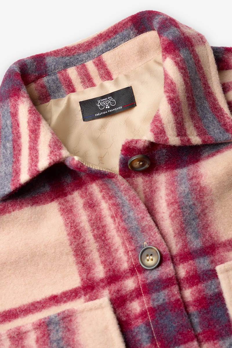 Veste Ditagi à carreaux crème et rose