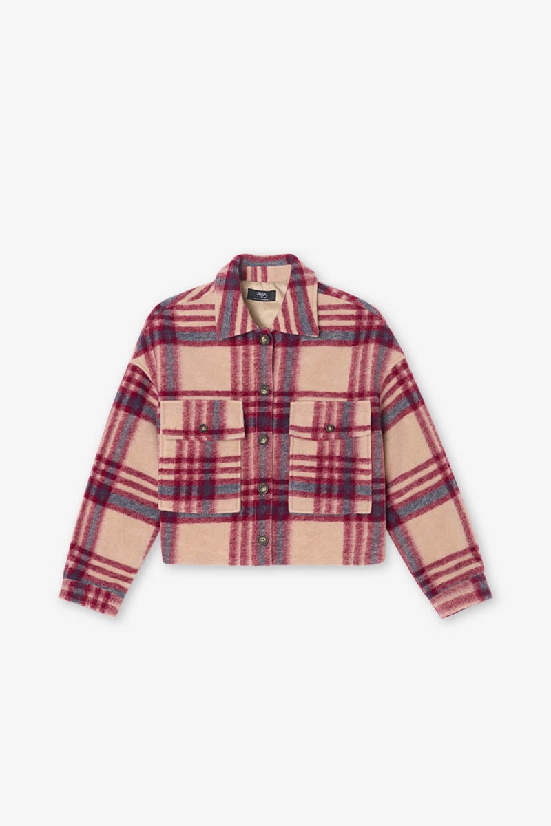 Veste Ditagi à carreaux crème et rose