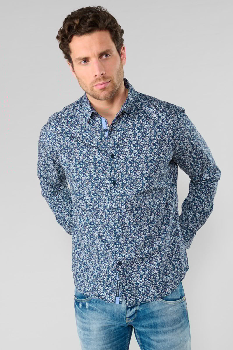 Chemise Fusar à motif fleuri bleu