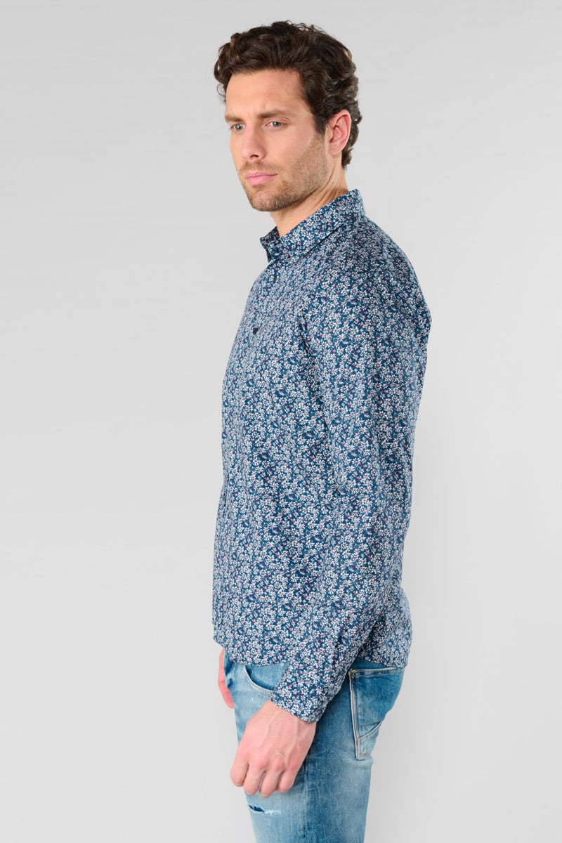 Chemise Fusar à motif fleuri bleu