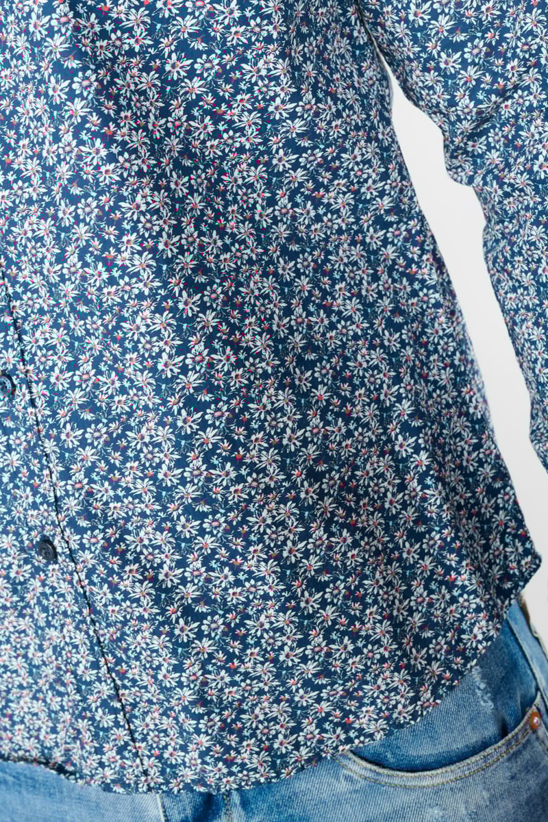 Chemise Fusar à motif fleuri bleu