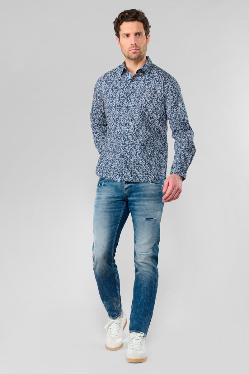 Chemise Fusar à motif fleuri bleu
