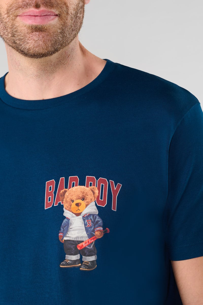 T-shirt Kenta bleu marine imprimé