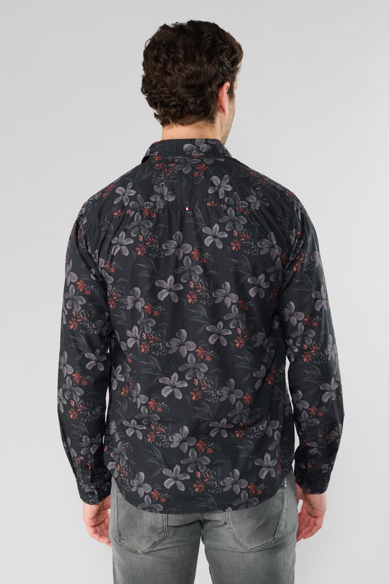 Chemise Rikel noire à motif fleuri