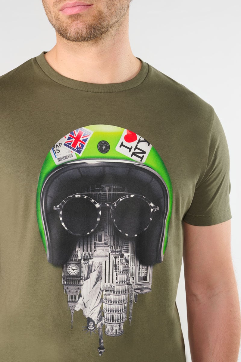 T-shirt Wenby kaki imprimé
