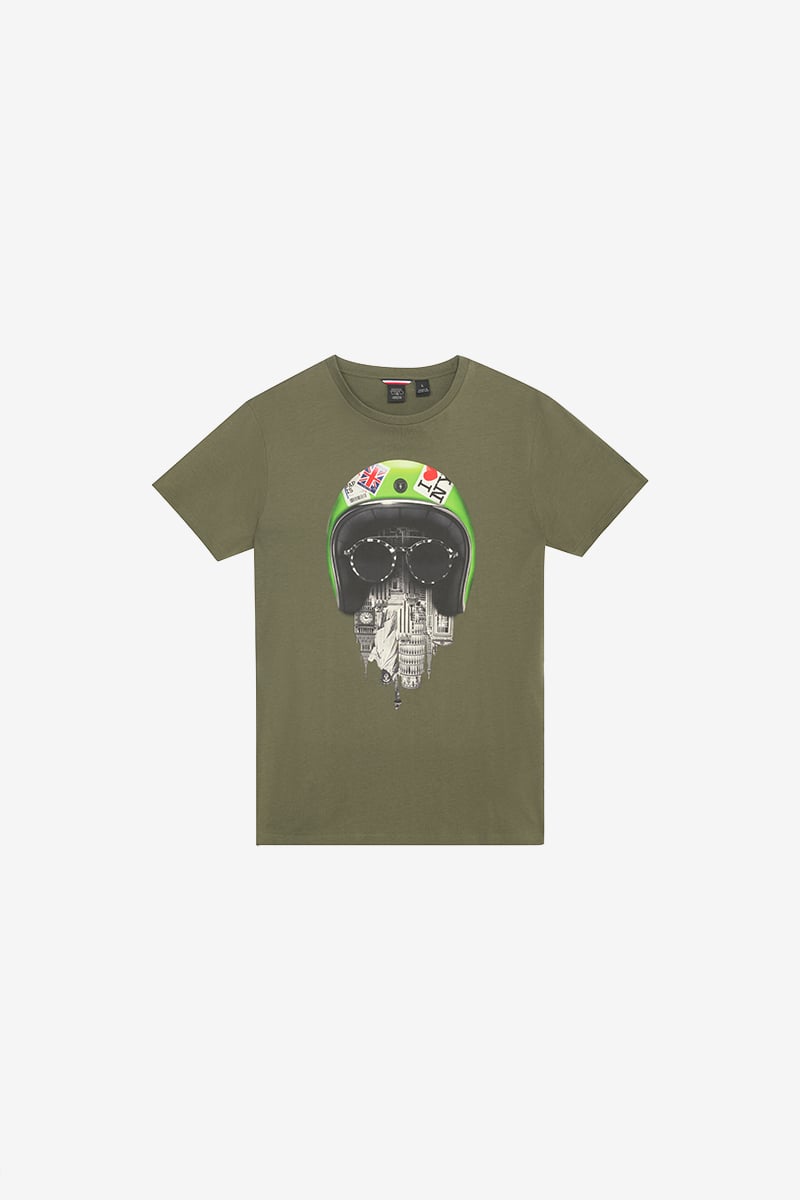 T-shirt Wenby kaki imprimé