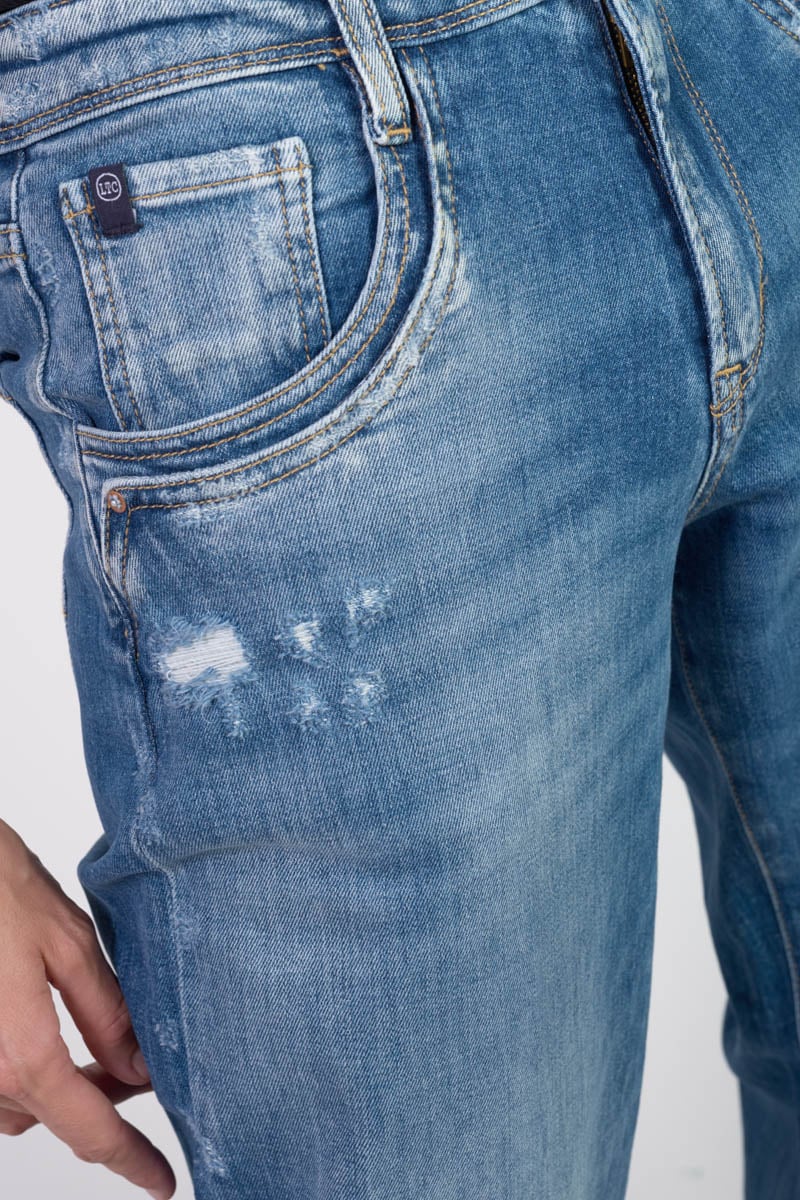 Jeans 400/28 loose Revers taille haute destroy bleu N°3