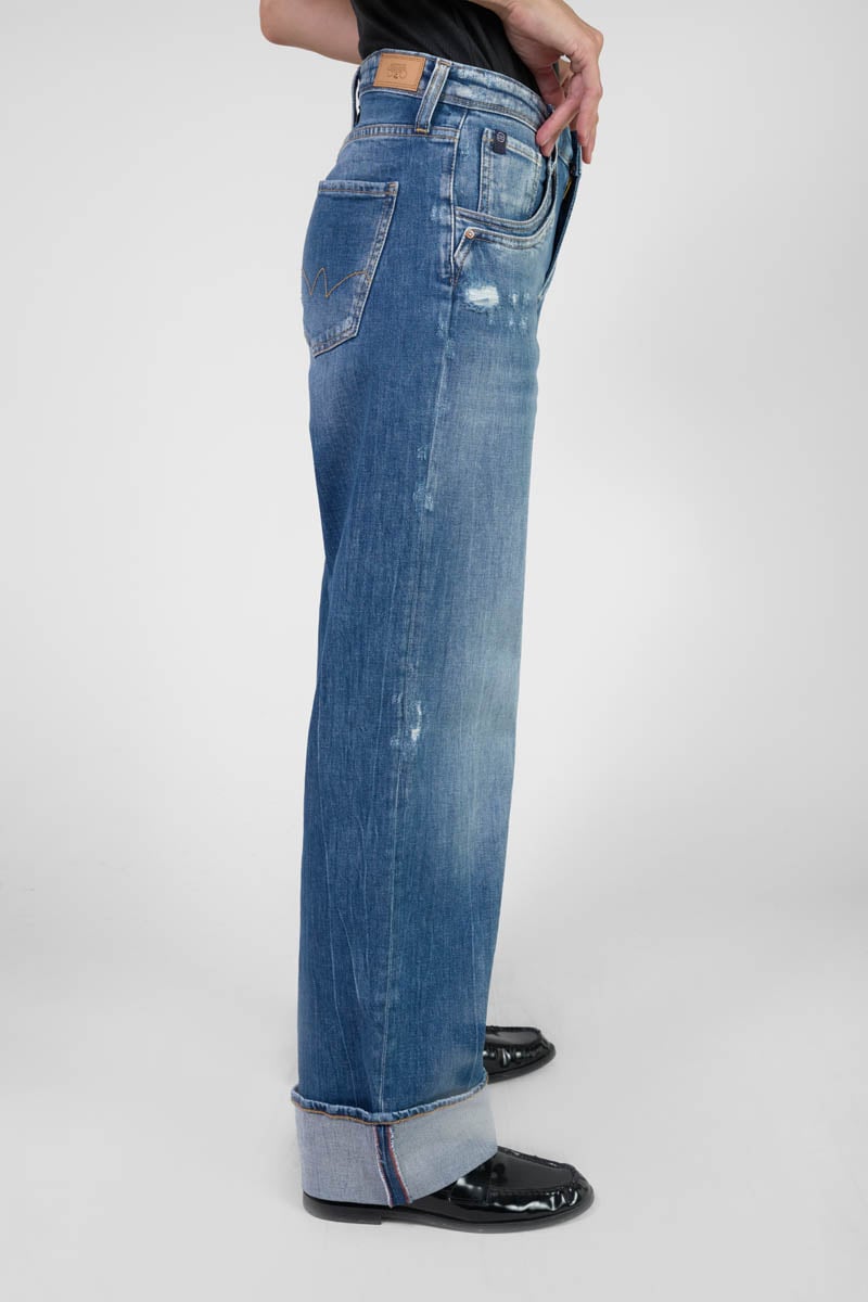 Jeans 400/28 loose Revers taille haute destroy bleu N°3