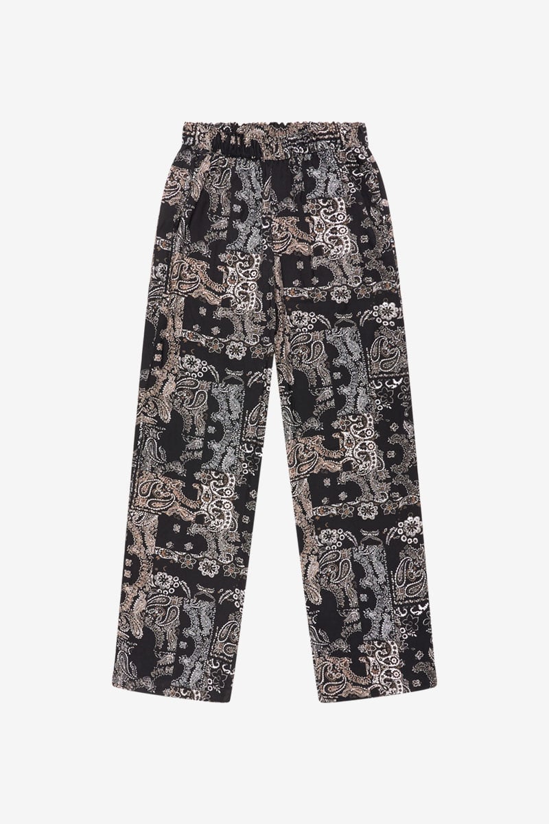 Pantalon Bulbiza noir à motif cachemire