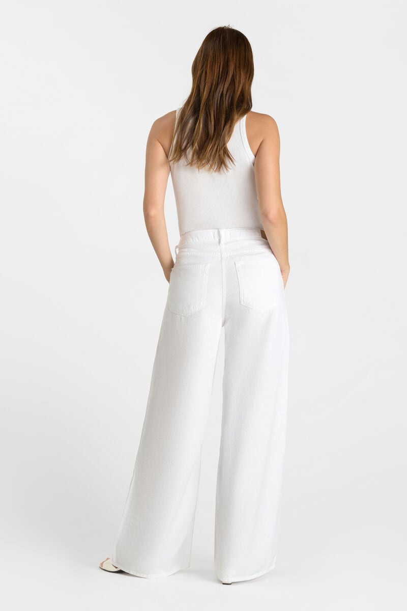 Jeans wide leg Victoria tencel blanc