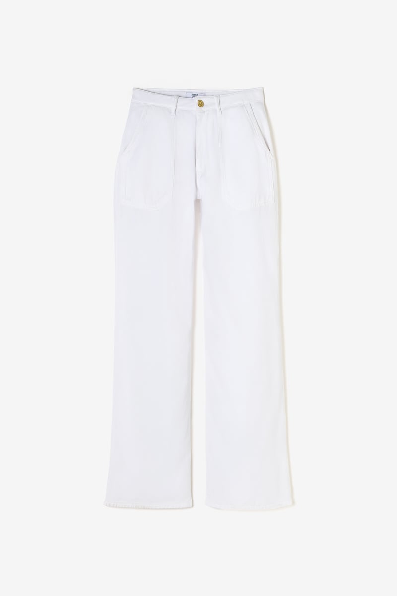 Jeans tencel wide leg Victoria taille haute blanc