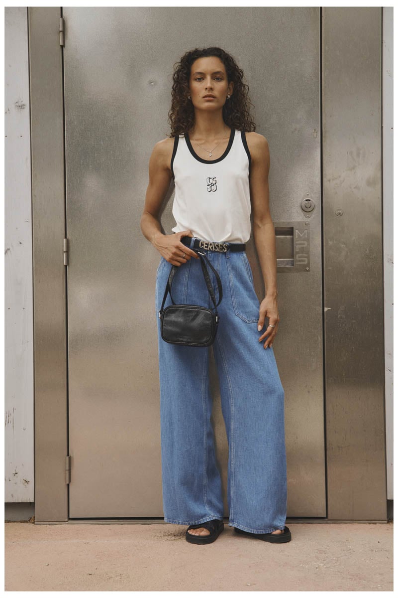 Jeans tencel wide leg Victoria taille haute bleu