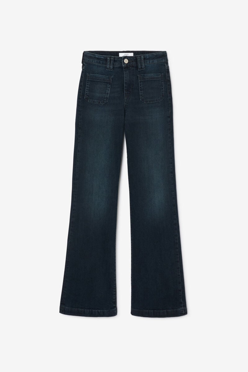 Jeans flare Pocket taille haute bleu-noir N°1