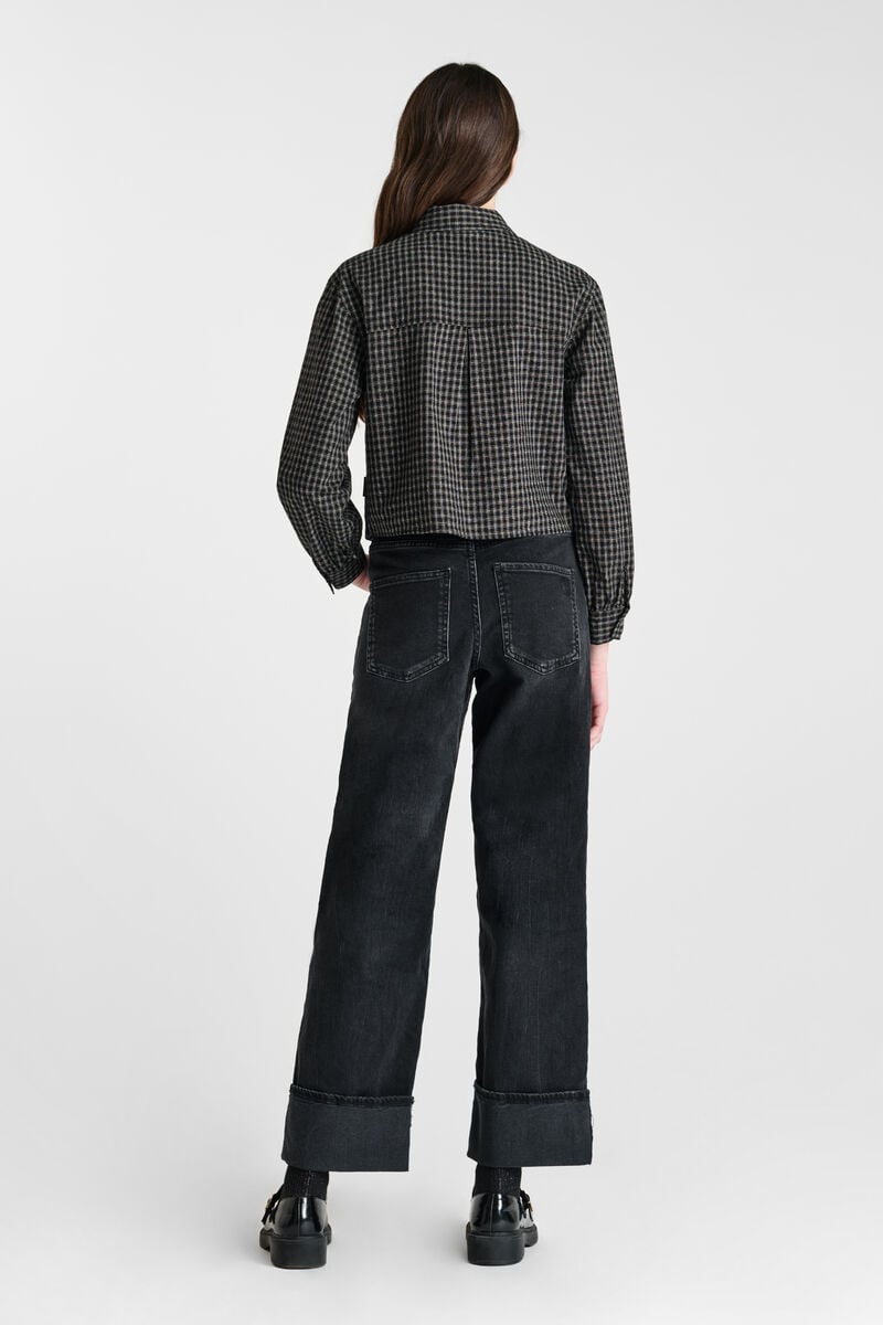 Jeans regular large Revers taille haute noir N°1